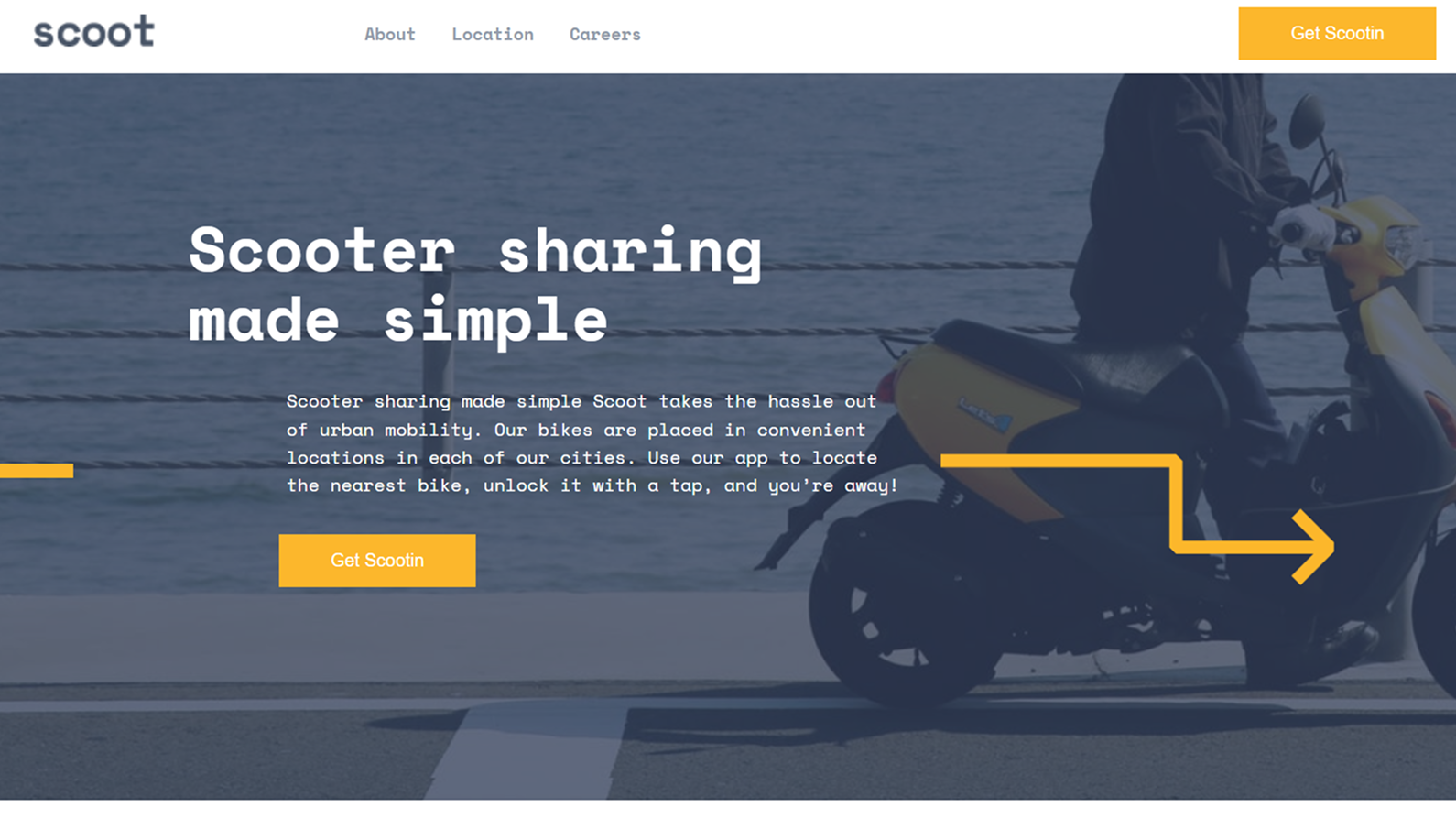 scootin landing page